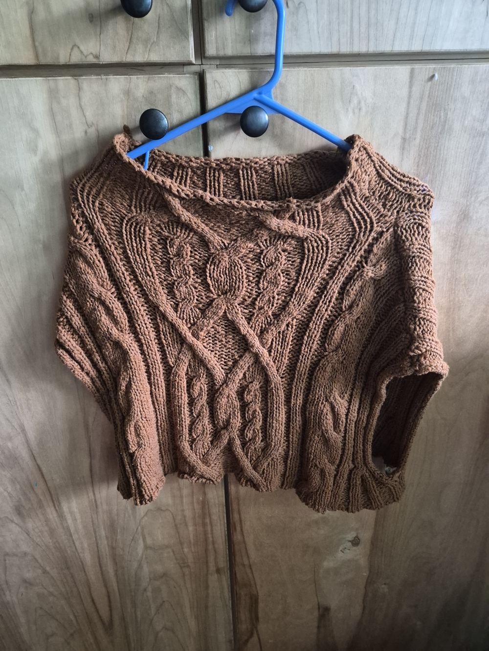 Free People Off-the-Shoulder Cable Knit Sweater - Rust Brown